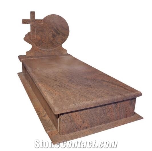 Multicolor Red Granite Tombstone Western, Jewish Style Monuments