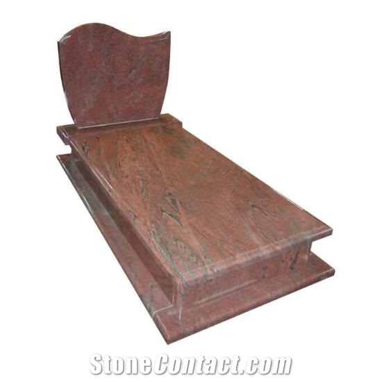 Multicolor Red Granite Tombstone Western, Jewish Style Monuments