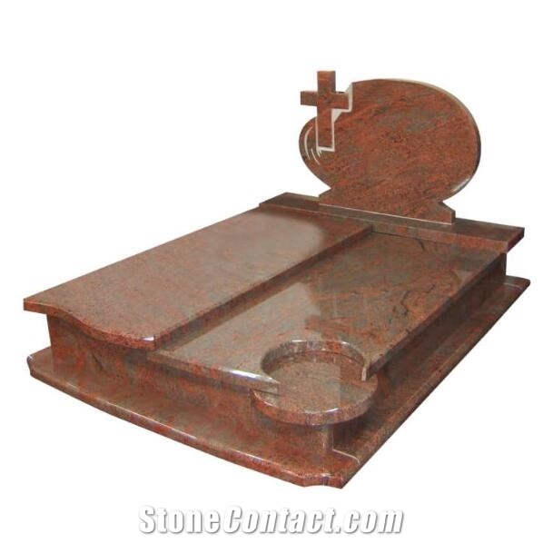 Multicolor Red Granite Tombstone Western, Jewish Style Monuments