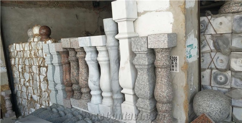 Stone Stair Handrail Columns Railing 80x12x12 White Marble Baluster