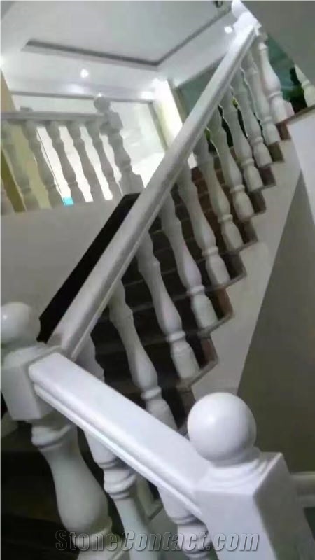 Stone Stair Handrail Columns Railing 80x12x12 White Marble Baluster