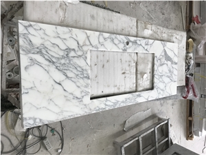 Arabescato Italian Carrara Marble Big Flower Bathroom Vanity Tops