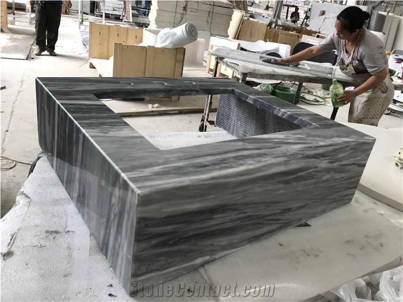 Bardiglio Nuvolato Classico Carrara Grey Marble Bathroom Vanity Tops
