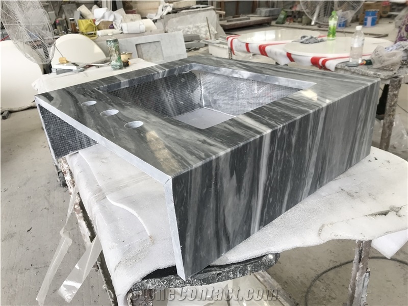 Bardiglio Nuvolato Classico Carrara Grey Marble Bathroom Vanity Tops
