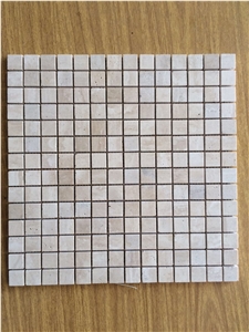 Beige Travertine Square Mosaics,Interior Bathroom Floor Tiles