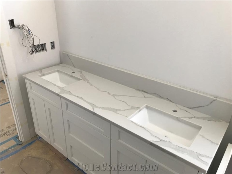 Biaco Calacatta White Quartz Grey Kitchen Countertops Worktops Bar Top
