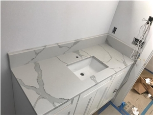 Biaco Calacatta White Quartz Grey Kitchen Countertops Worktops Bar Top