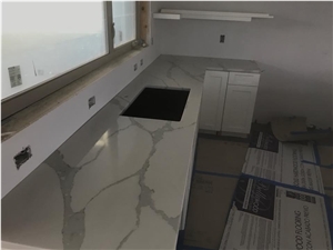 Biaco Calacatta White Quartz Grey Kitchen Countertops Worktops Bar Top