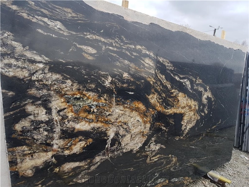 Black Cosmic Night Nebula Granite Polished Slabs Wall Floor Cladding