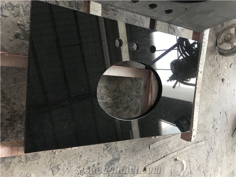 China Absolute Black Hebei Granite Bathroom Vanity Tops Bath Tops