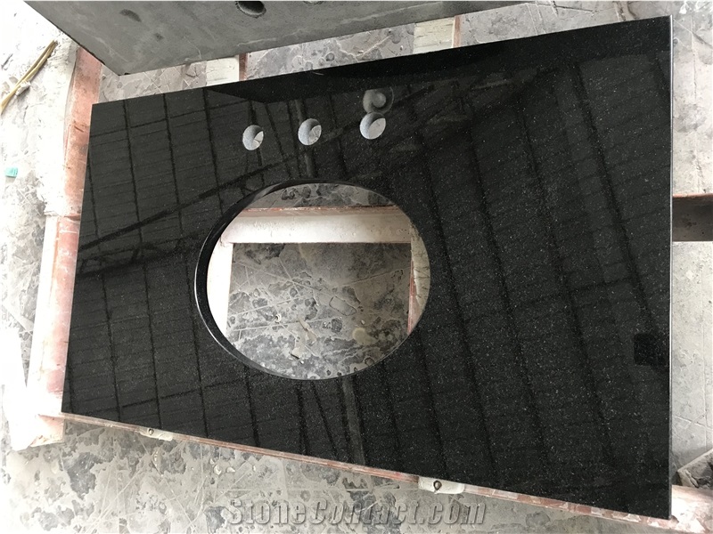 China Absolute Black Hebei Granite Bathroom Vanity Tops Bath Tops