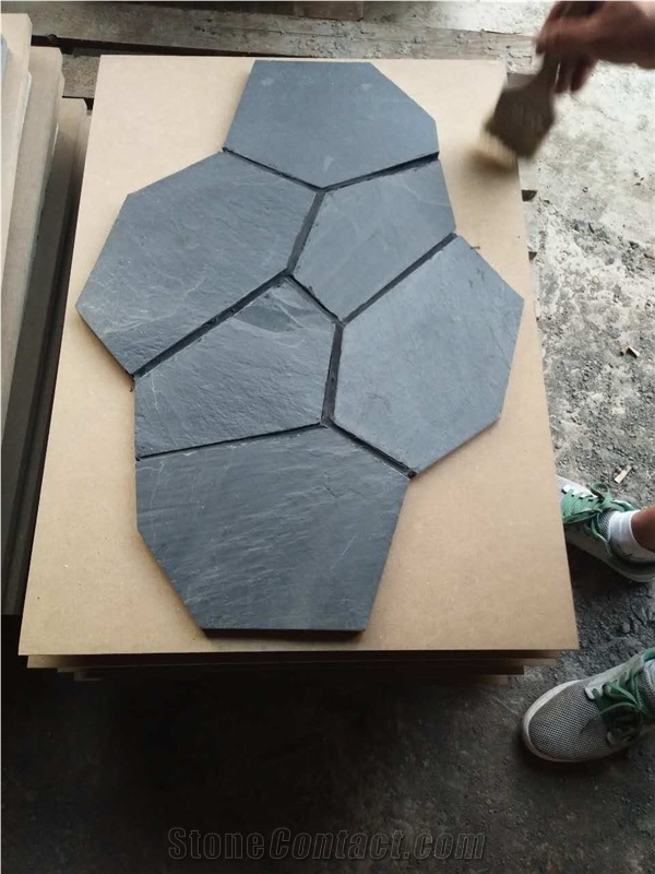 Chinese Jiangxi Black Slate Flagstone,Pavers