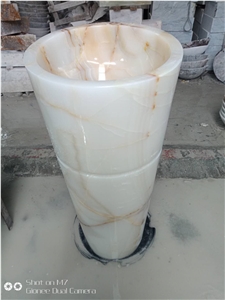 Free Standing White Onyx Sink