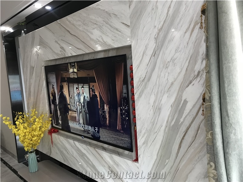 Greece Volakas White Marble Tv Background Wall Interior Design
