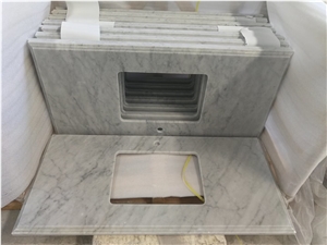 Italian Bianco Carrara White Marble Bathroom Vanity Tops