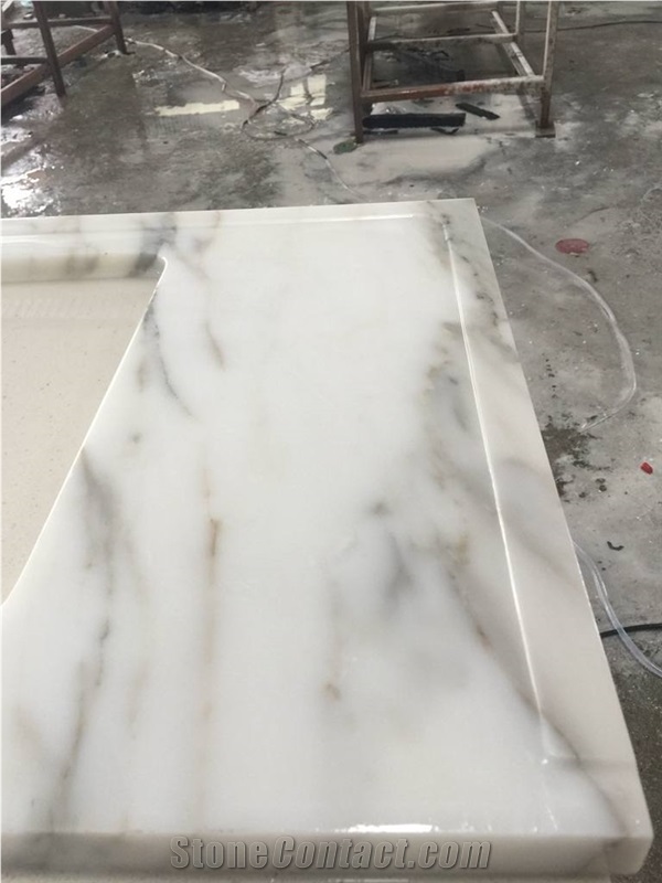 Polished Statuario Venato White Snowflake Marble Kitchen Countertops