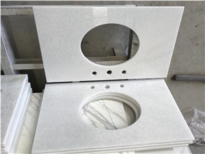 Shanxi Crystal Pure White Marble Diamond White Bathroom Vanity Tops