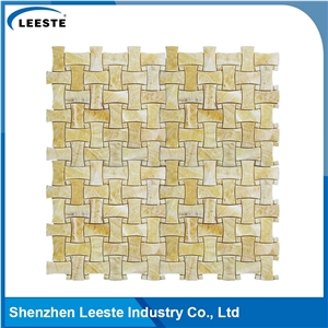 12 Dogbone Basketweave Honed Yellow Honey Onyx Mosaic Tiles