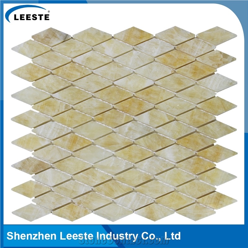 12 Honed Finished Diamond Wall Decorative Honey Onyx Mosaic Pattern