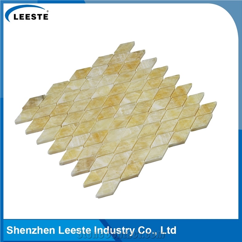 12 Honed Finished Diamond Wall Decorative Honey Onyx Mosaic Pattern