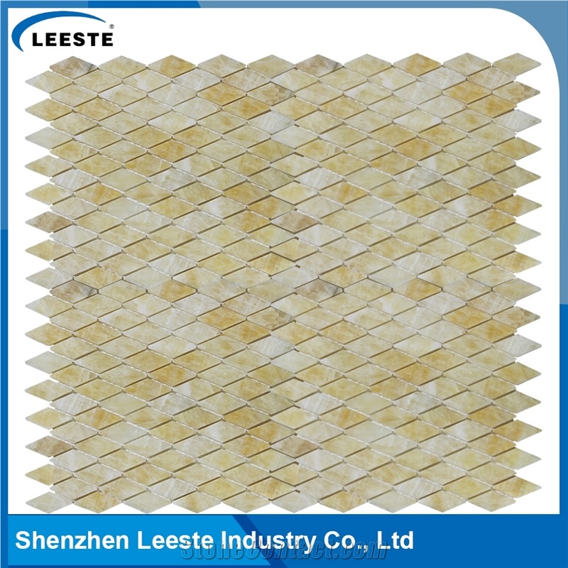 12 Honed Finished Diamond Wall Decorative Honey Onyx Mosaic Pattern