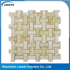 12 Yellow-White Dogbone Basketweave Honed Finished Honey Onyx Mosaic 12 Yellow-White Dogbone Basketweave Honed Finished Honey Onyx Mosaic