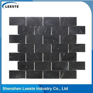 Arabesque Black Marble 1.5"X3" Brick Mosaic Tile