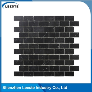 Arabesque Black Marble 1"X2" Brick Mosaic Tile