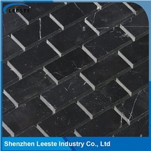 Arabesque Black Marble 1"X2" Brick Mosaic Tile