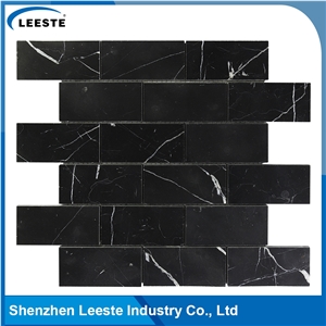 Arabesque Black Marble 2"X4" Brick Mosaic Tile