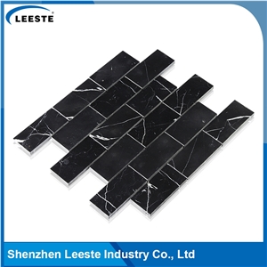 Arabesque Black Marble 2"X4" Brick Mosaic Tile