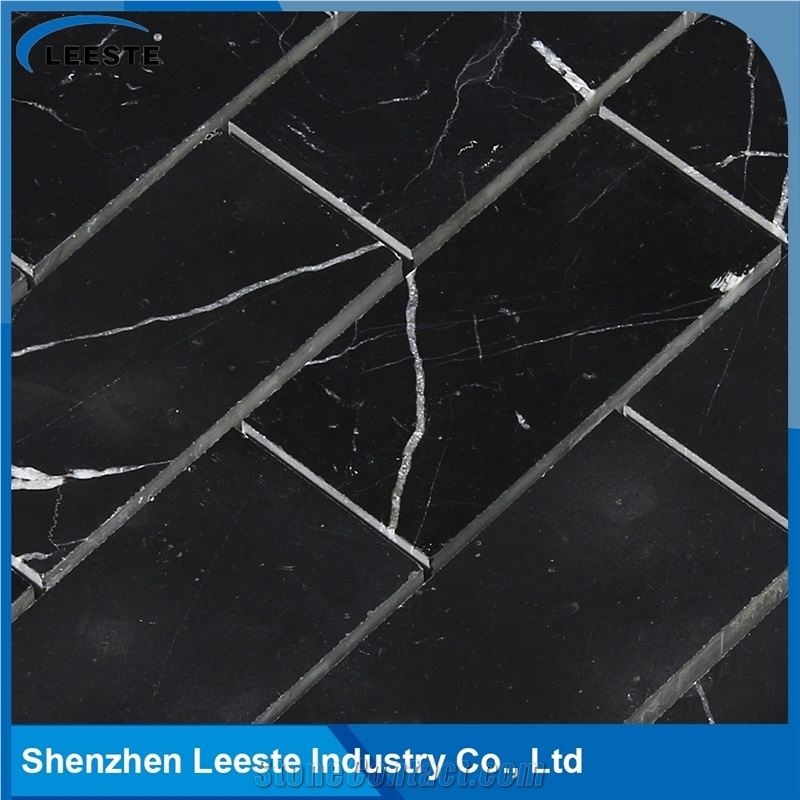 Arabesque Black Marble 2"X4" Brick Mosaic Tile