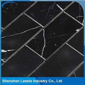 Arabesque Black Marble 2"X4" Brick Mosaic Tile