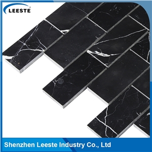 Arabesque Black Marble 2"X4" Brick Mosaic Tile