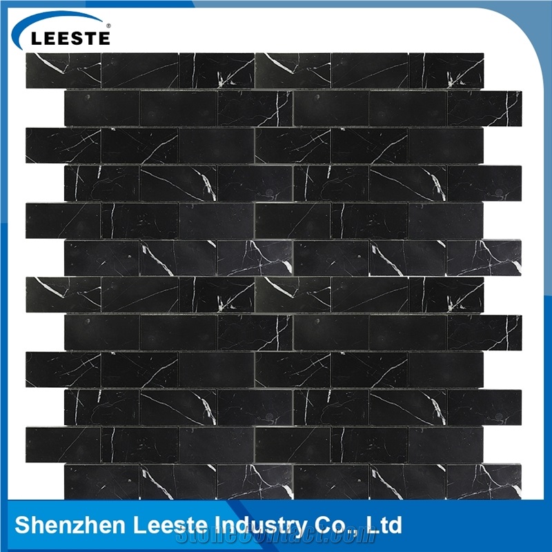 Arabesque Black Marble 2"X4" Brick Mosaic Tile