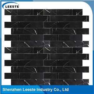 Arabesque Black Marble 2"X4" Brick Mosaic Tile