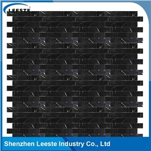 Arabesque Black Marble 2"X4" Brick Mosaic Tile