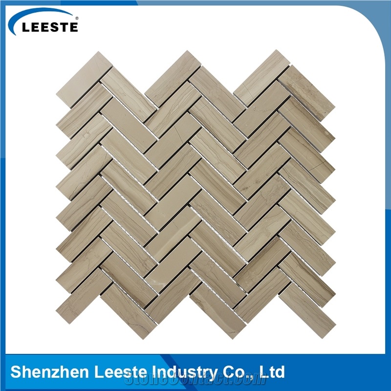 Athens Grey Marble Honed 1"X3" Herringbone Mosaic Tiles