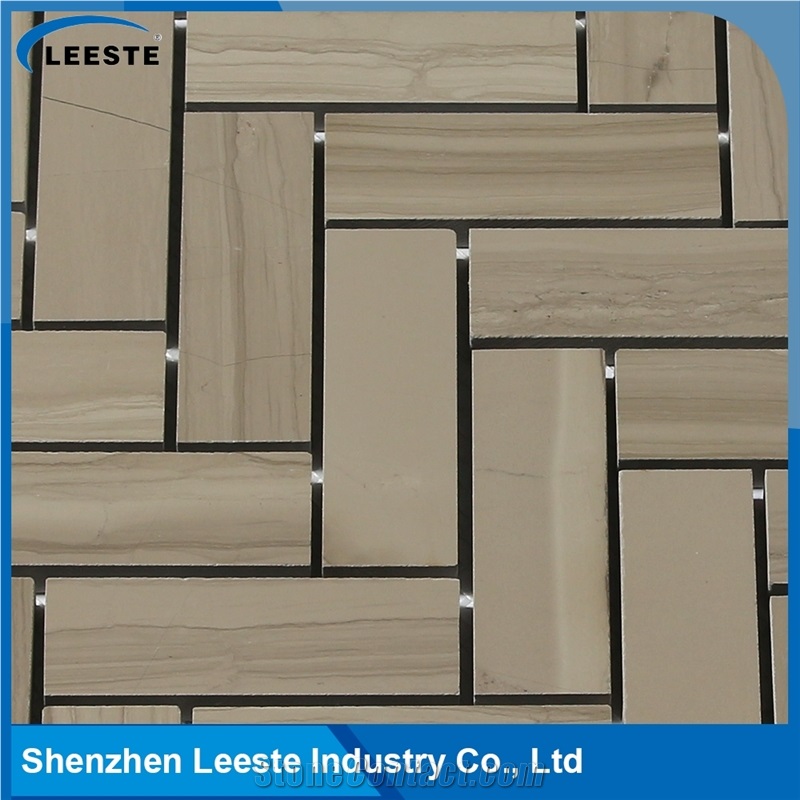 Athens Grey Marble Honed 1"X3" Herringbone Mosaic Tiles