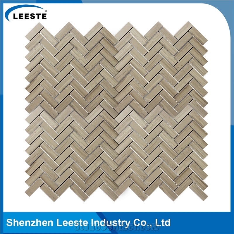Athens Grey Marble Honed 1"X3" Herringbone Mosaic Tiles