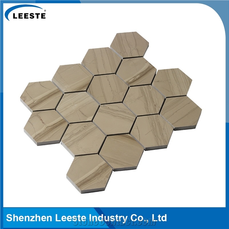 Athens Grey Marble Honed 3" Hexagon Mosaic Tiles