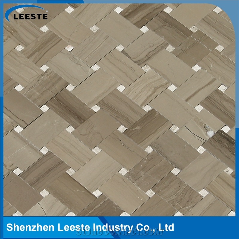 Athens Grey Marble Honed Zero Grout Joint Basketwave Mosaic Tiles