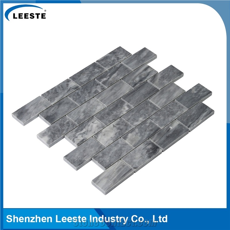 Bardiglio Marble Honed 1-1/2"X3" Brick Mosaic Tiles