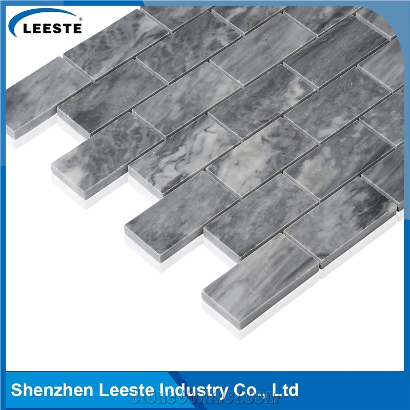 Bardiglio Marble Honed 1-1/2"X3" Brick Mosaic Tiles