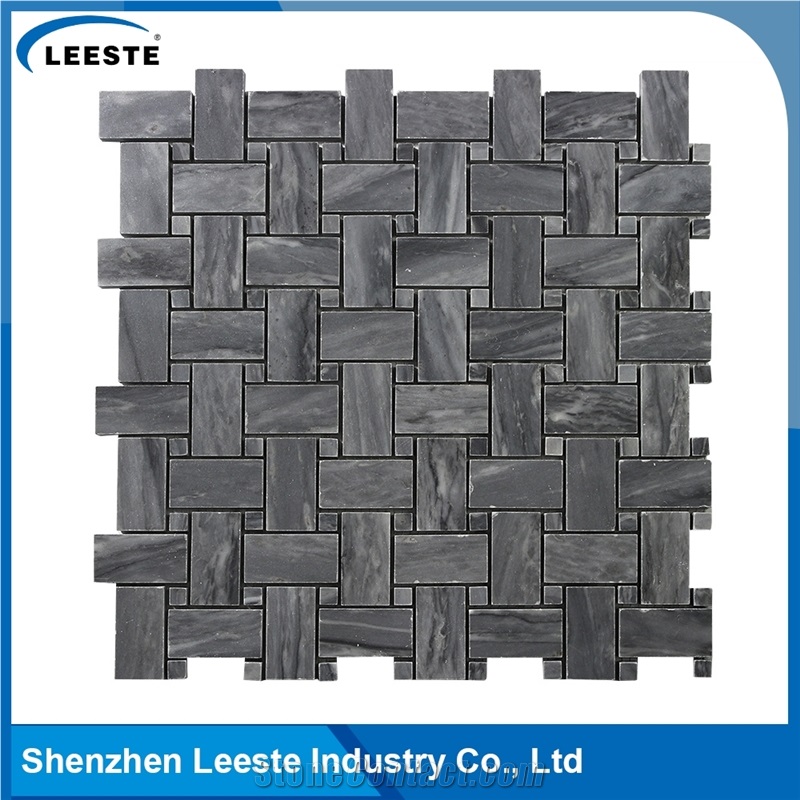 Bardiglio Marble Honed 1"X2" Basketwave Mosaic Tiles