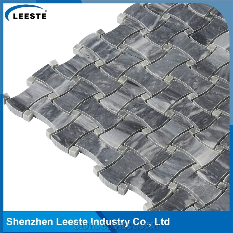 Bardiglio Marble Honed 1x2" Dogbone Mosaic Tiles