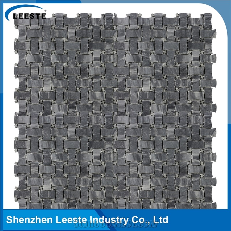 Bardiglio Marble Honed 1x2" Dogbone Mosaic Tiles