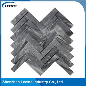 Bardiglio Marble Honed 1x4" Herringbone Mosaic Tiles