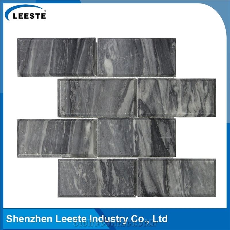 Bardiglio Marble Honed 2"X4" Brick Mosaic Tiles-Cross Cut