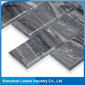 Bardiglio Marble Honed 2"X4" Brick Mosaic Tiles-Cross Cut